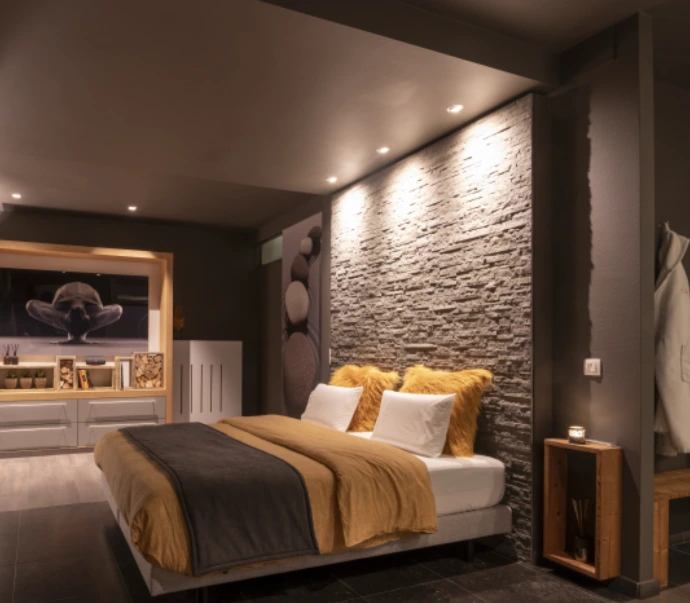 Ingerichte hotelkamer, voorbeeld van een wellness-overnachting bij Relaxy
